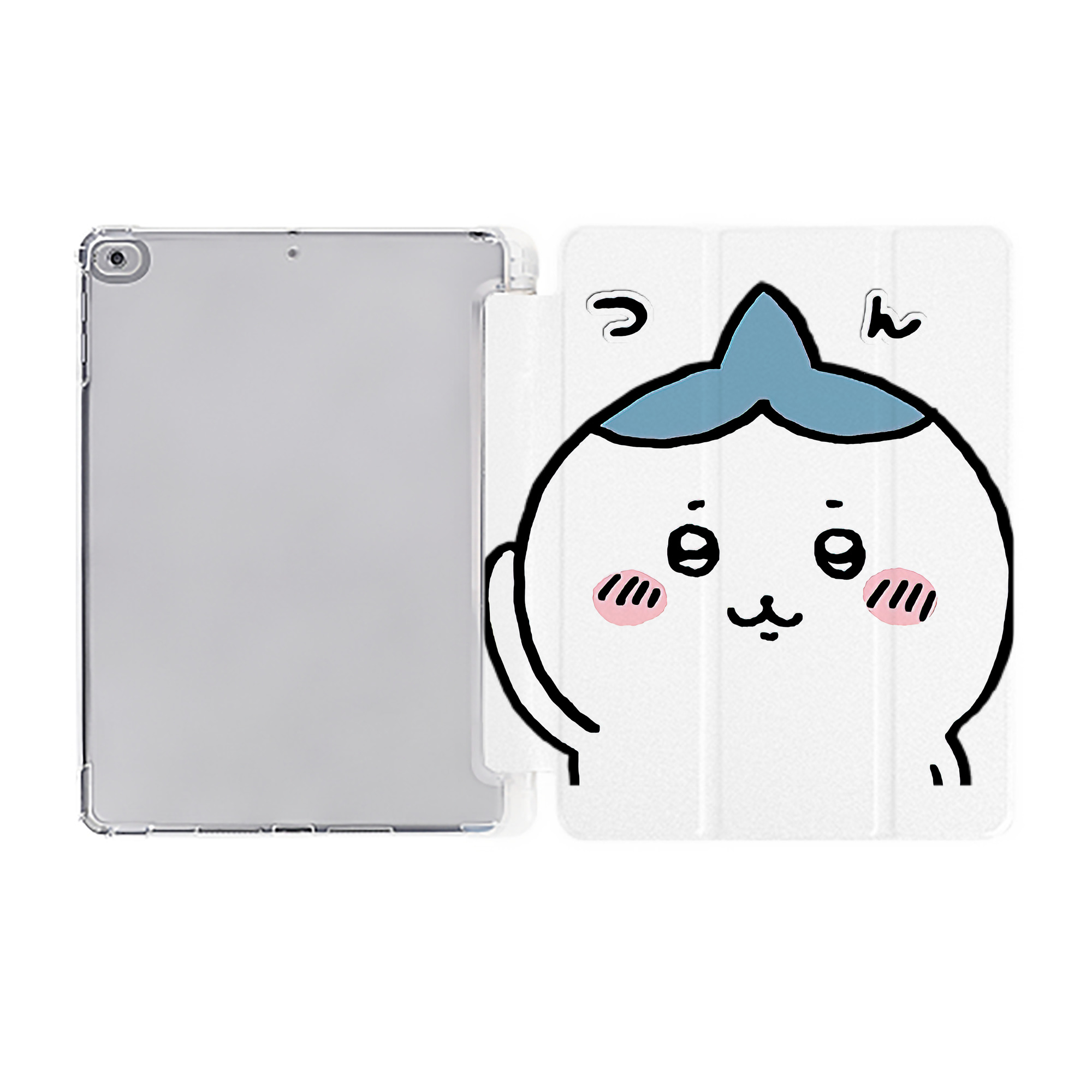 （画像用） ちいかわ ハチワレ Chii-kawa hachiware IPad ケース ペン収納付き 三つ折りスタンド PUレザー×シリコン 対応機種9.5/10.5/10.9インチ